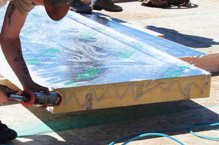 Apply Continuous Bead of Adhesive to Seal Roof Panel Joints
